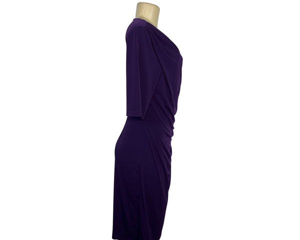Dressbarn Womens Purple Ruched Knee-Length Dress Size 12