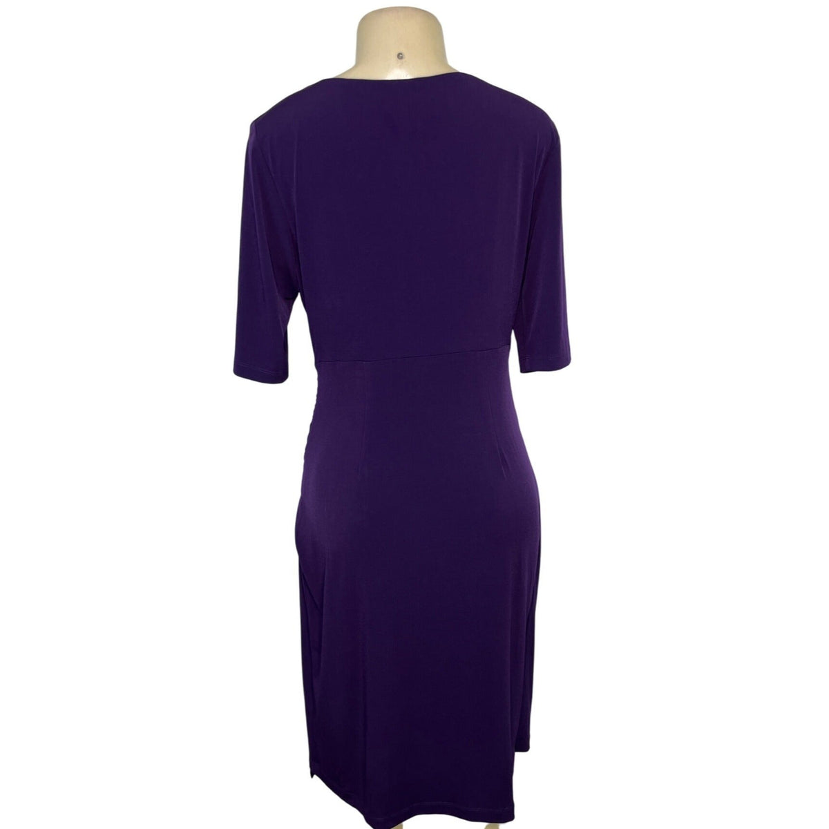 Dressbarn Womens Purple Ruched Knee-Length Dress Size 12