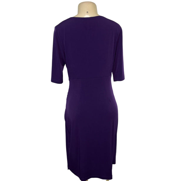 Dressbarn Womens Purple Ruched Knee-Length Dress Size 12