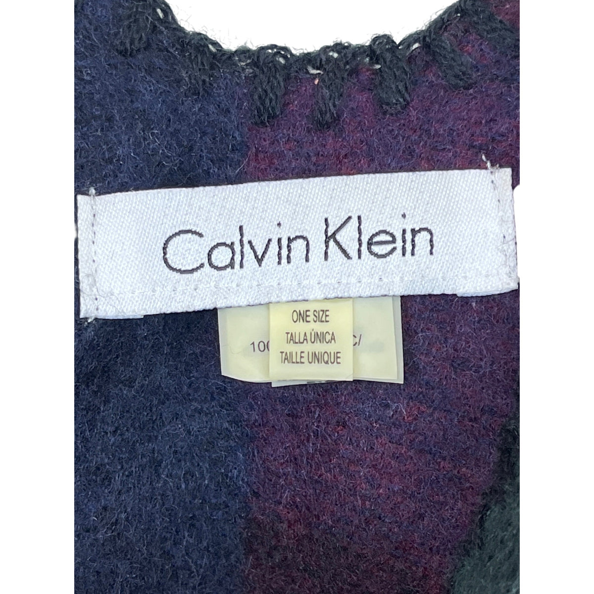 Calvin Klein Womens Multicolor Wool Blend Poncho Shawl Plaid Pattern Toggle Closure One Size