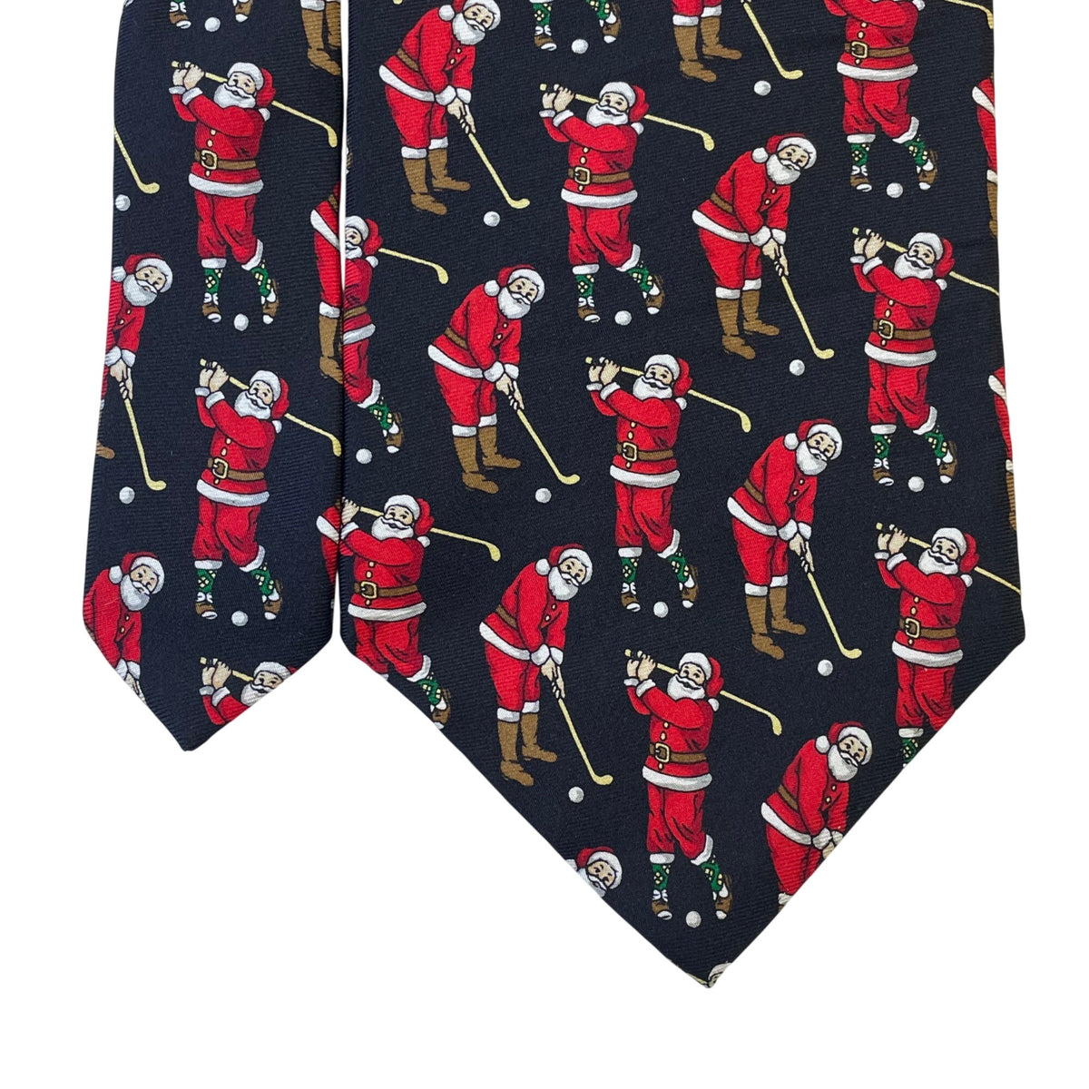 Holiday Traditions Mens Navy Polyester Santa Golf Pattern Necktie 58" Hallmark Design