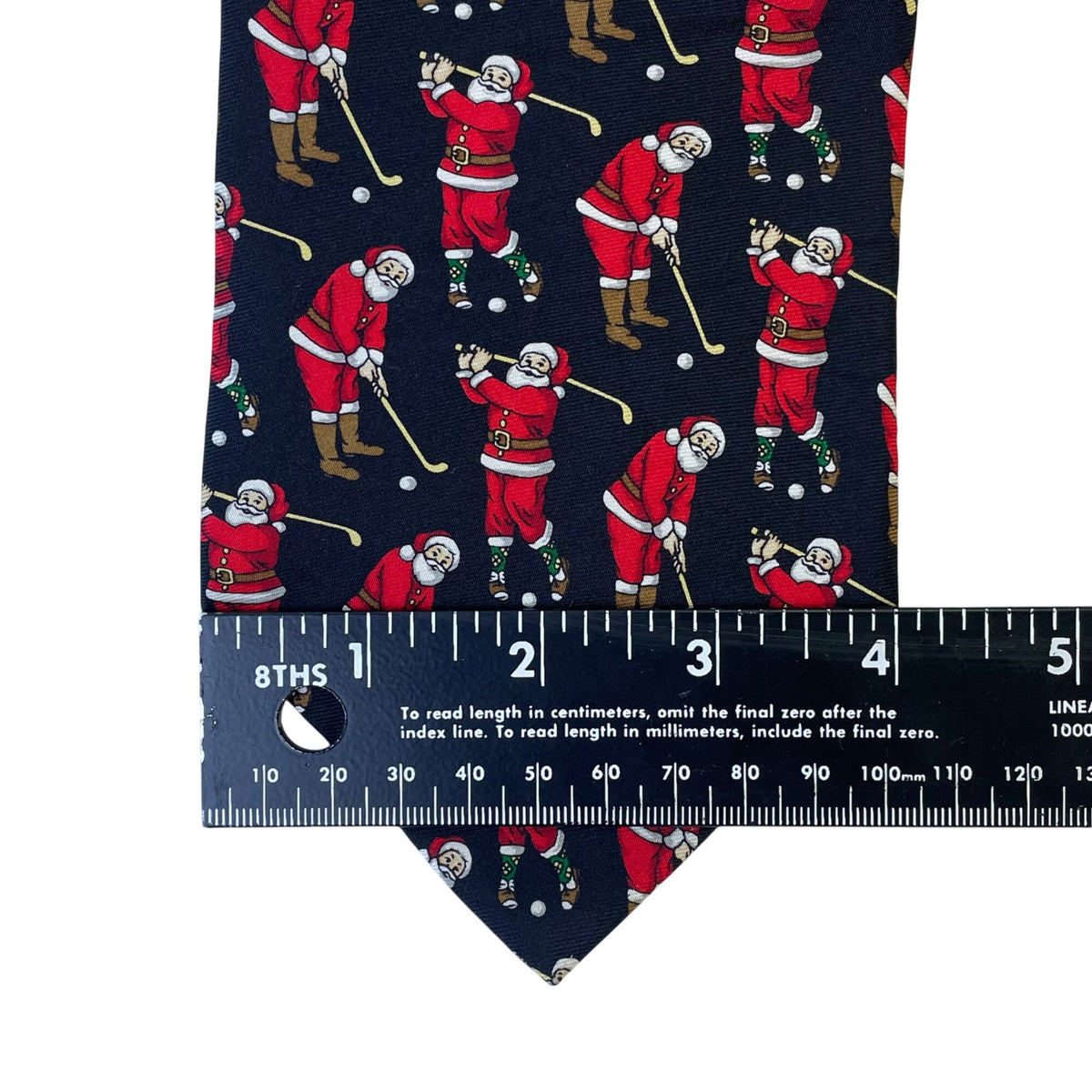 Holiday Traditions Mens Navy Polyester Santa Golf Pattern Necktie 58" Hallmark Design