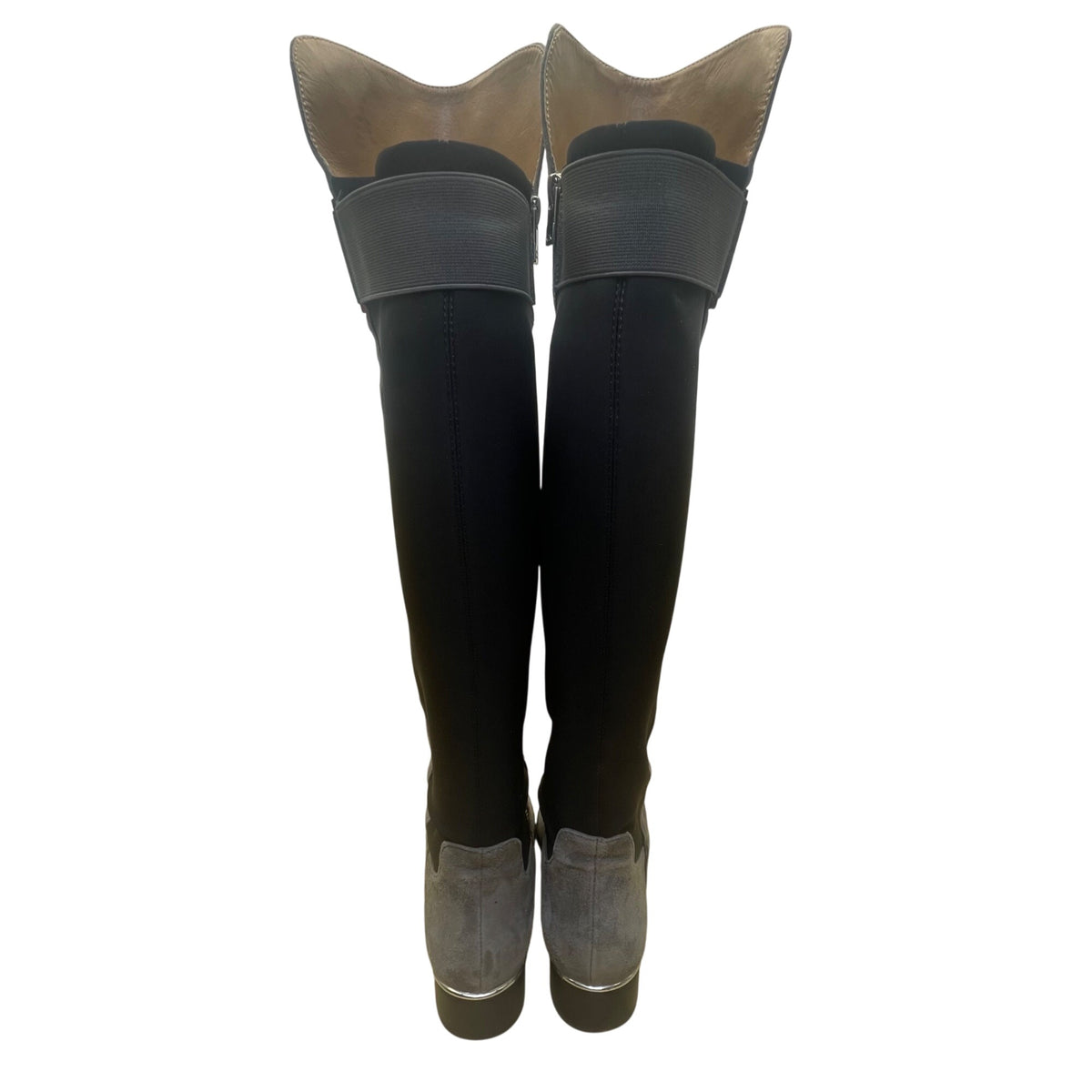 Calvin Klein Women’s Gray Faux Suede Stretch Panel Cylan Over Knee Boots Size 7