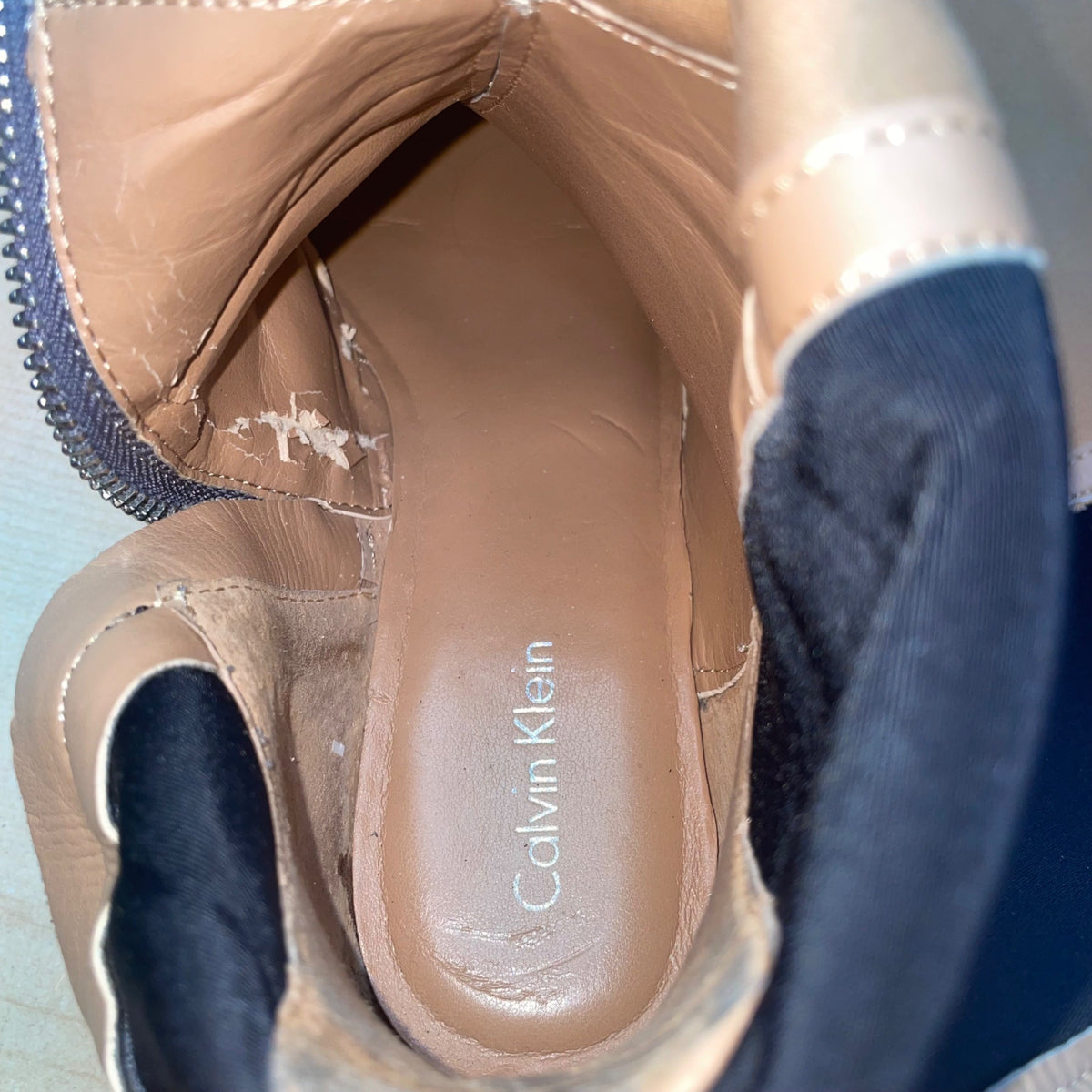 Calvin Klein Women’s Gray Faux Suede Stretch Panel Cylan Over Knee Boots Size 7