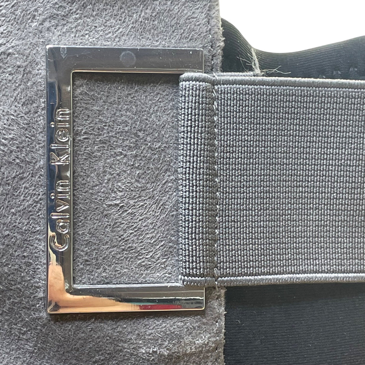 Calvin Klein Women’s Gray Faux Suede Stretch Panel Cylan Over Knee Boots Size 7