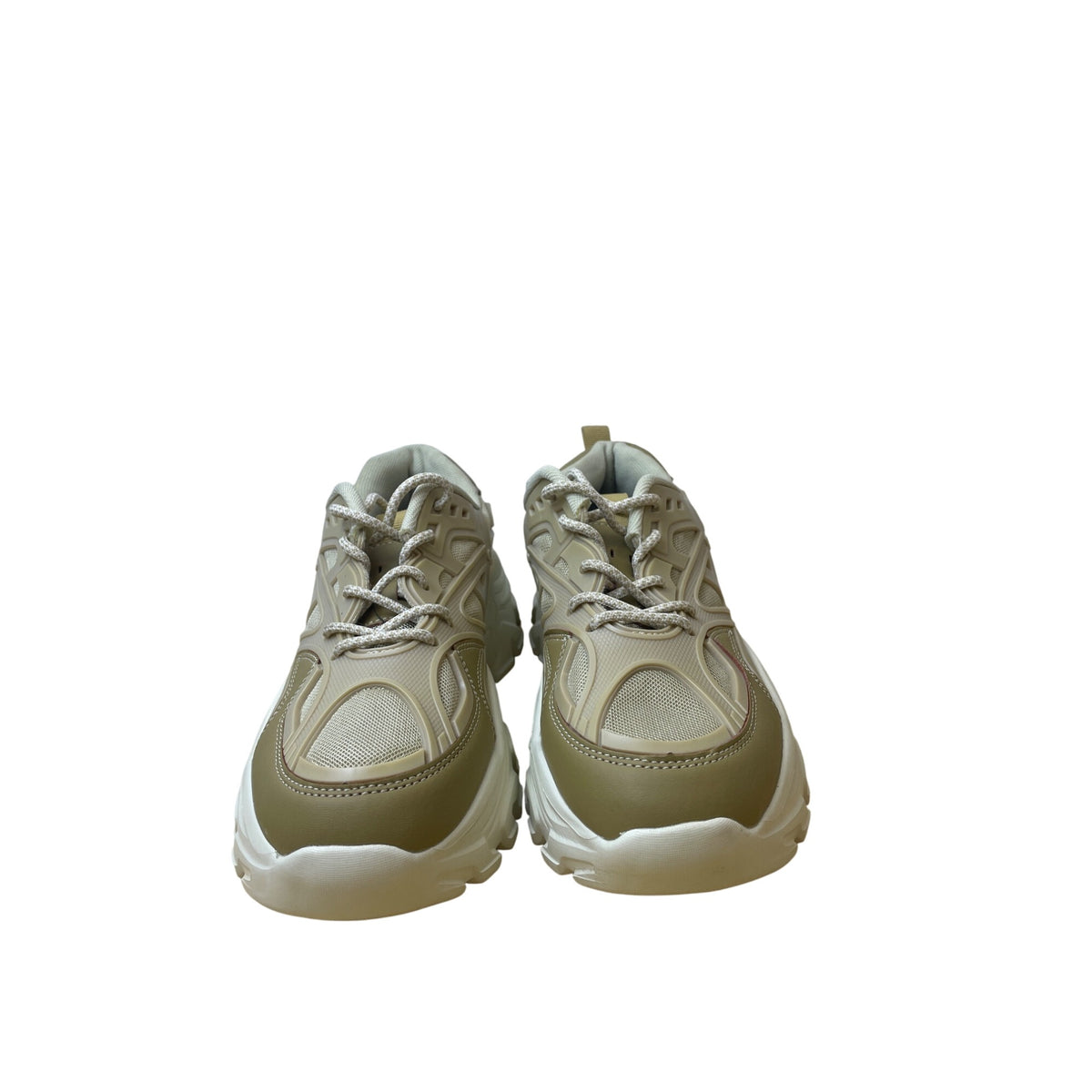 Chunky Sole Sneakers Mens Beige Mesh Casual Athletic Shoes Lace Up Size 9 Stylish & Durable