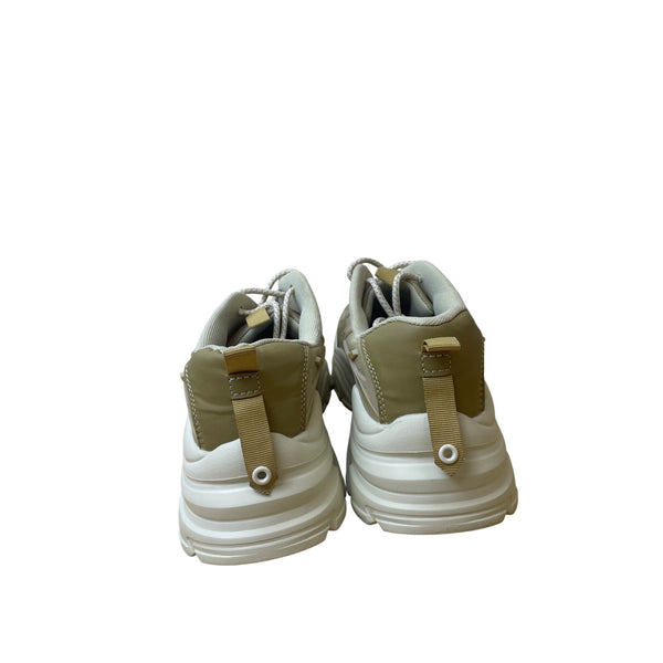 Chunky Sole Sneakers Mens Beige Mesh Casual Athletic Shoes Lace Up Size 9 Stylish & Durable
