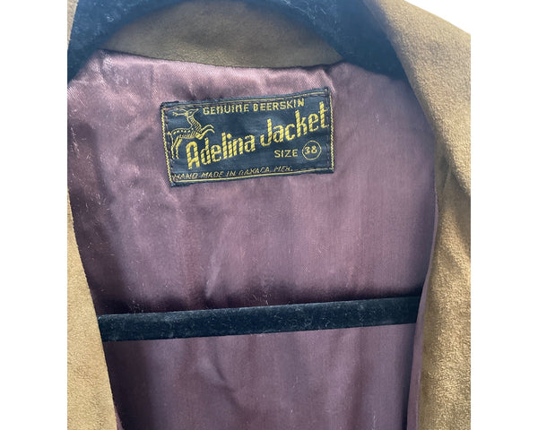 Adelina Jacket Mens Brown Genuine Beerskin Fringe Western Style with Pocket Size 38