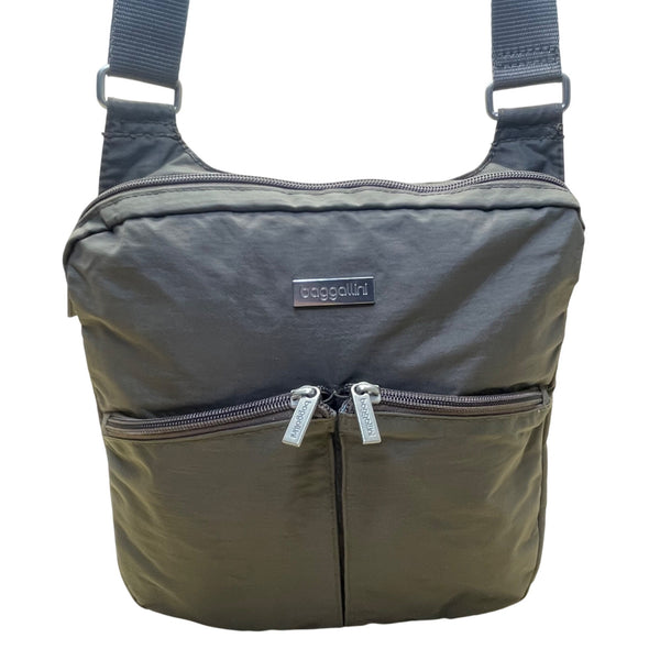 Baggallini Women’s Brown Nylon Adjustable Strap Travel Organizer Crossbody Bag