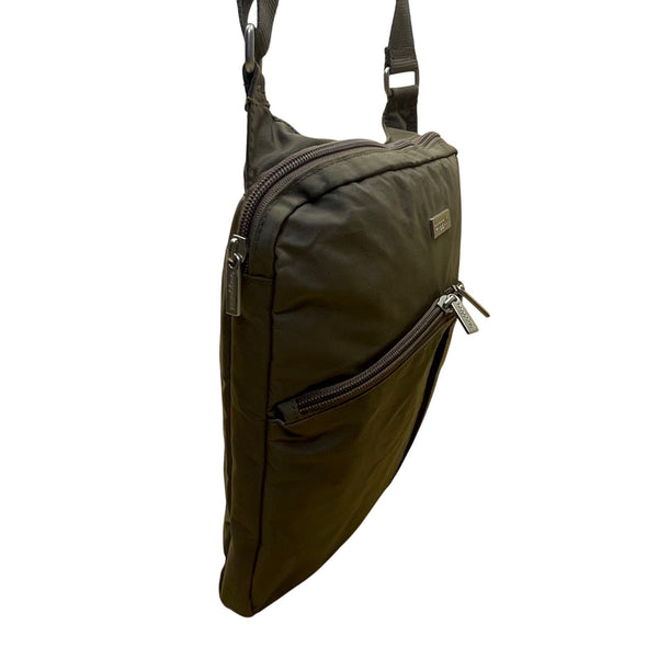 Baggallini Women’s Brown Nylon Adjustable Strap Travel Organizer Crossbody Bag