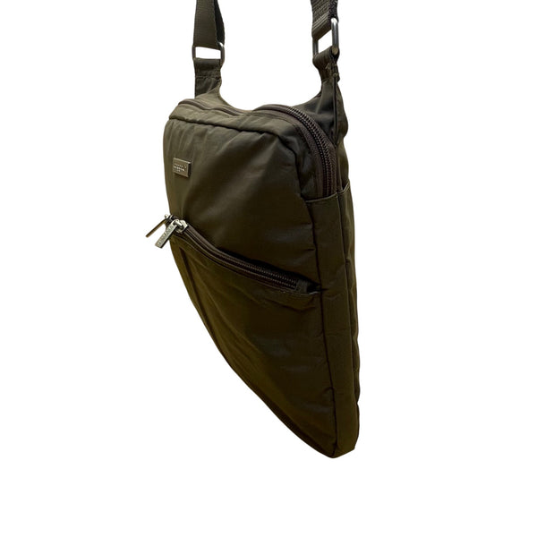 Baggallini Women’s Brown Nylon Adjustable Strap Travel Organizer Crossbody Bag