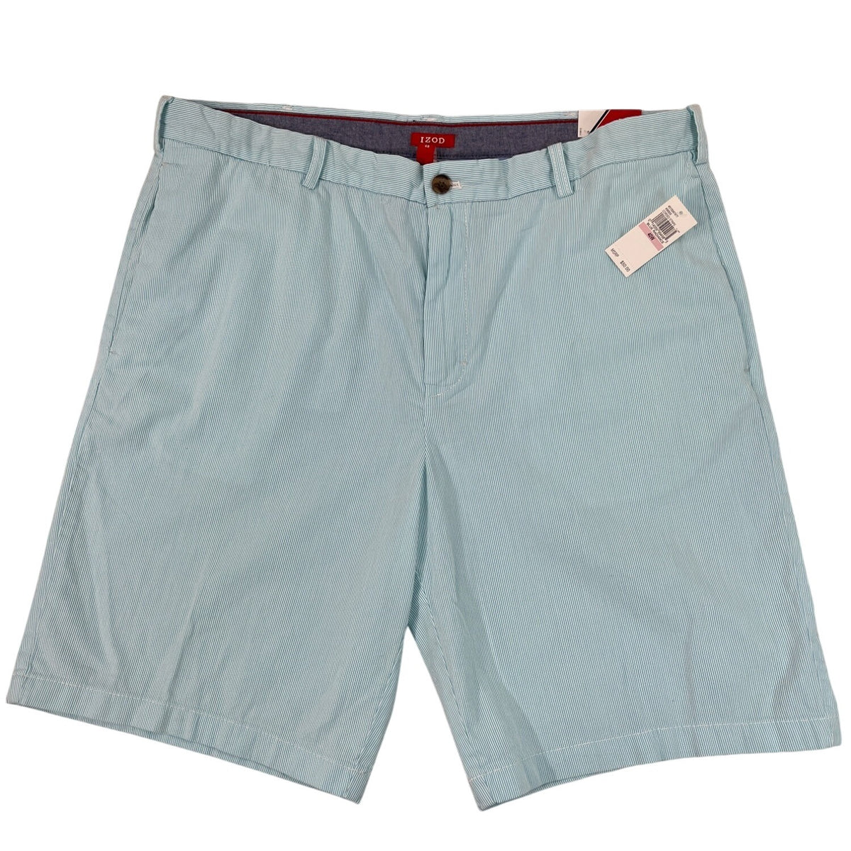 Izod Mens Classic Fit Striped Stretch Shorts 10.5" Inseam Aqua Blue Size 40