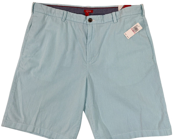 Izod Mens Classic Fit Striped Stretch Shorts 10.5" Inseam Aqua Blue Size 40