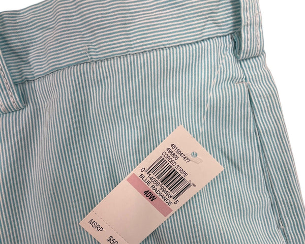 Izod Mens Classic Fit Striped Stretch Shorts 10.5" Inseam Aqua Blue Size 40