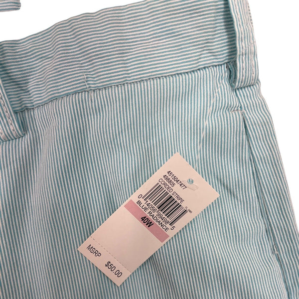 Izod Mens Classic Fit Striped Stretch Shorts 10.5" Inseam Aqua Blue Size 40