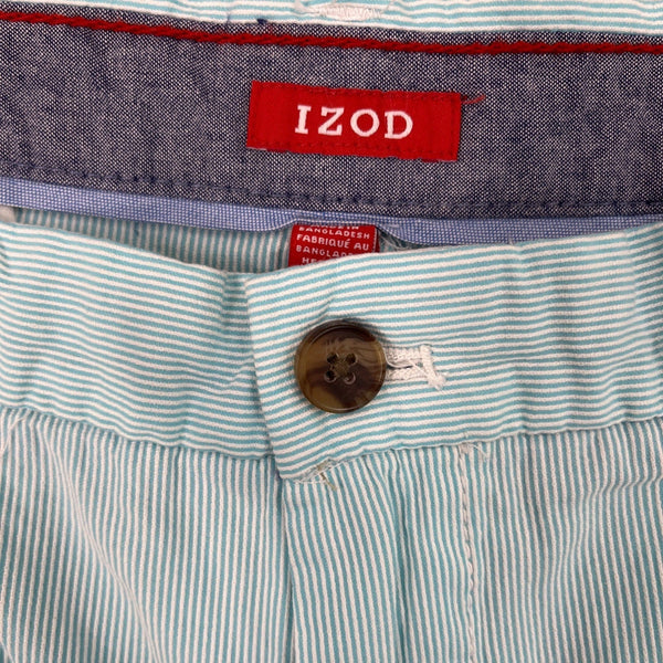 Izod Mens Classic Fit Striped Stretch Shorts 10.5" Inseam Aqua Blue Size 40