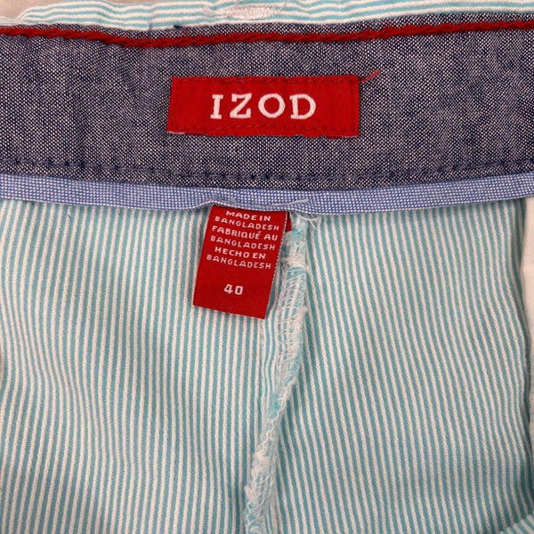 Izod Mens Classic Fit Striped Stretch Shorts 10.5" Inseam Aqua Blue Size 40