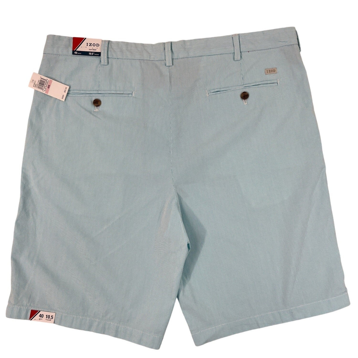 Izod Mens Classic Fit Striped Stretch Shorts 10.5" Inseam Aqua Blue Size 40