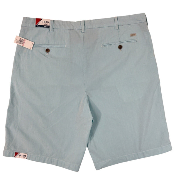Izod Mens Classic Fit Striped Stretch Shorts 10.5" Inseam Aqua Blue Size 40
