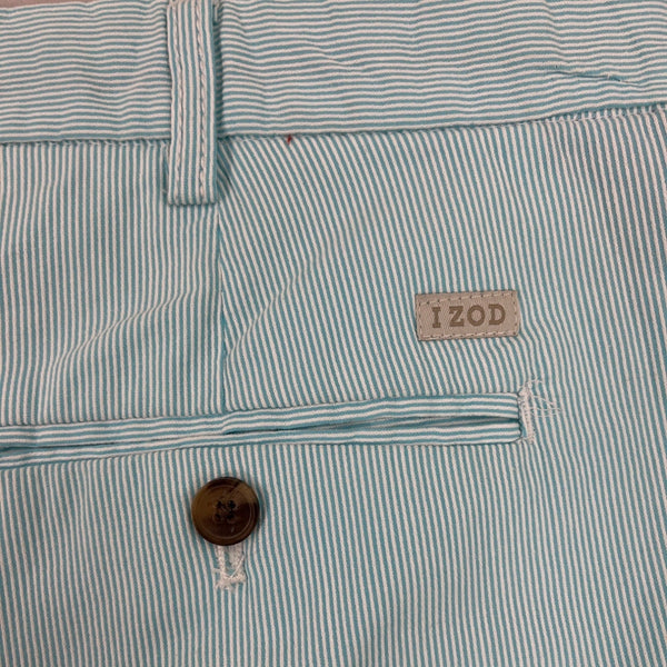 Izod Mens Classic Fit Striped Stretch Shorts 10.5" Inseam Aqua Blue Size 40