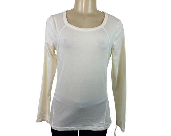 Talbots Women's Long Sleeve White Crewneck Top Cotton Blend Size S - New