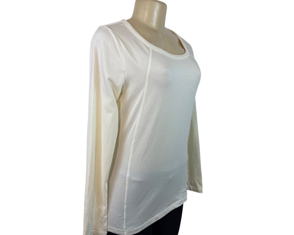 Talbots Women's Long Sleeve White Crewneck Top Cotton Blend Size S - New