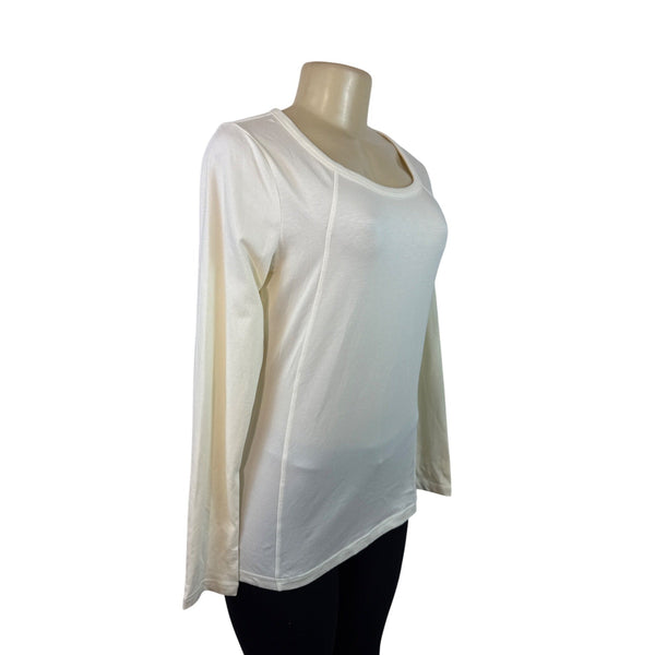 Talbots Women's Long Sleeve White Crewneck Top Cotton Blend Size S - New