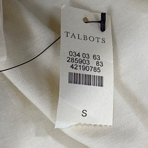 Talbots Women's Long Sleeve White Crewneck Top Cotton Blend Size S - New