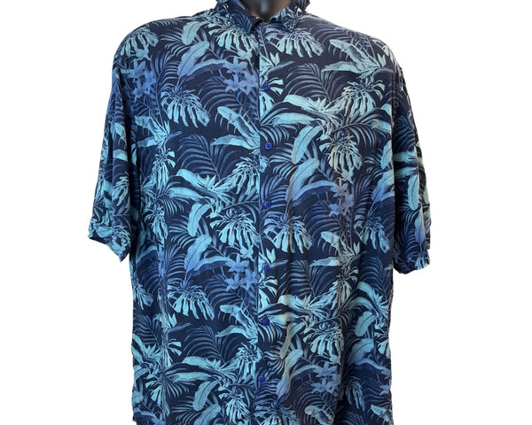 Jack & Jons Mens Hawaiian Shirt & Shorts Set Navy Tropical Palm Print Sz XL