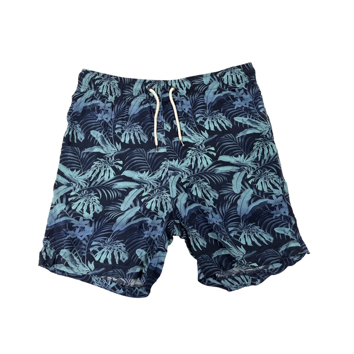 Jack & Jons Mens Hawaiian Shirt & Shorts Set Navy Tropical Palm Print Sz XL