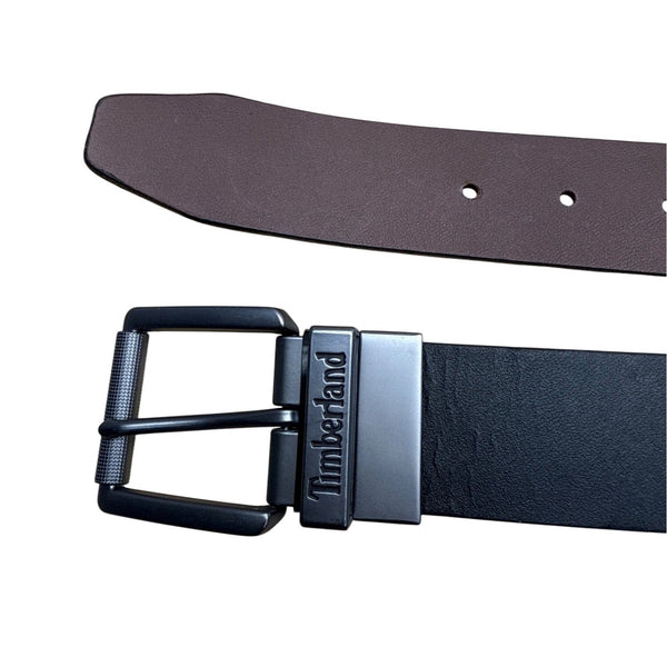Timberland Mens Reversible Leather Belt With Metal Buckle Black/Brown