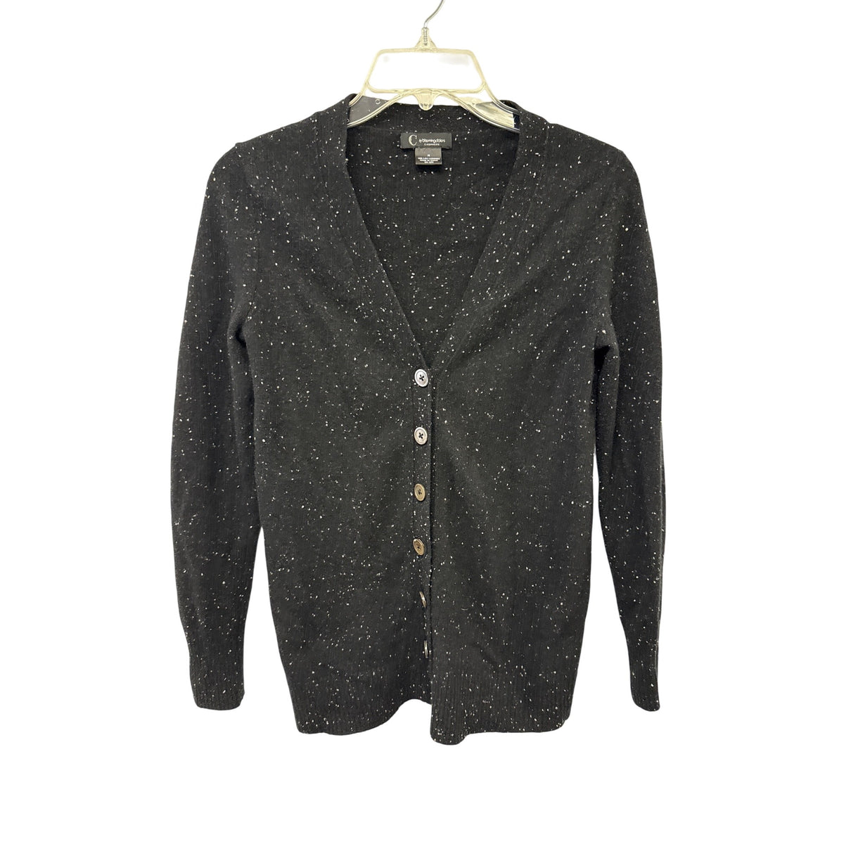 C By Bloomingdale’s Women’s Black 2-Ply Cashmere Button-Down Cardigan Sweater Medium