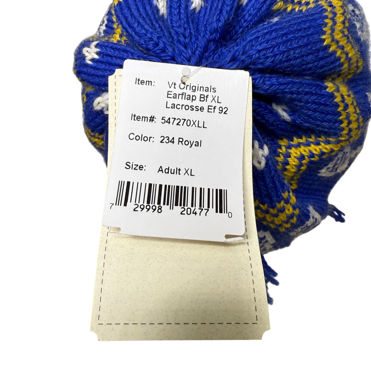 Vermont Originals Mens Royal & Yellow Wool Earflap Ski Hat XL Handcrafted Lacrosse USA