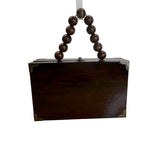 Handcrafted Beaded Handle Japanese Artwork Signature Vasso Wooden Box Purse