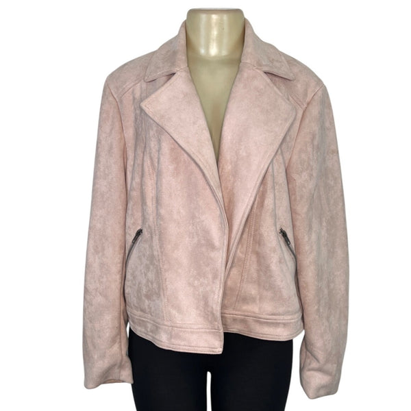 Philosophy Pink Faux Leather Moto Jacket Womens Size XL