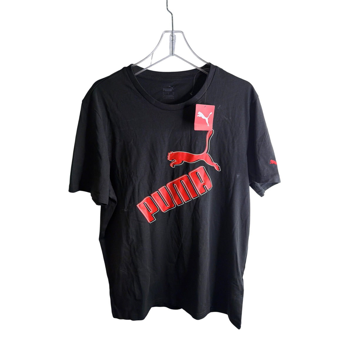Puma Mens Black/Red Cotton Slope Tee Short Sleeve Casual Graphic T-Shirt Size Large