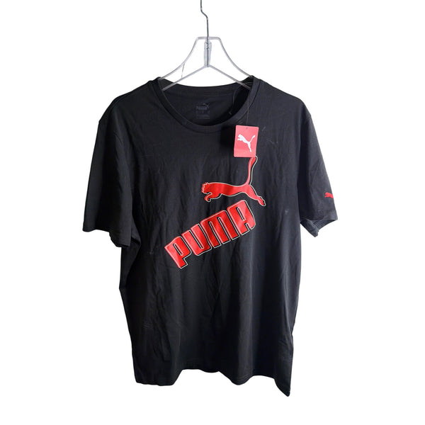 Puma Mens Black/Red Cotton Slope Tee Short Sleeve Casual Graphic T-Shirt Size Large