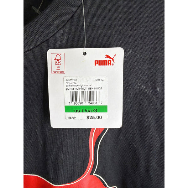 Puma Mens Black/Red Cotton Slope Tee Short Sleeve Casual Graphic T-Shirt Size Large