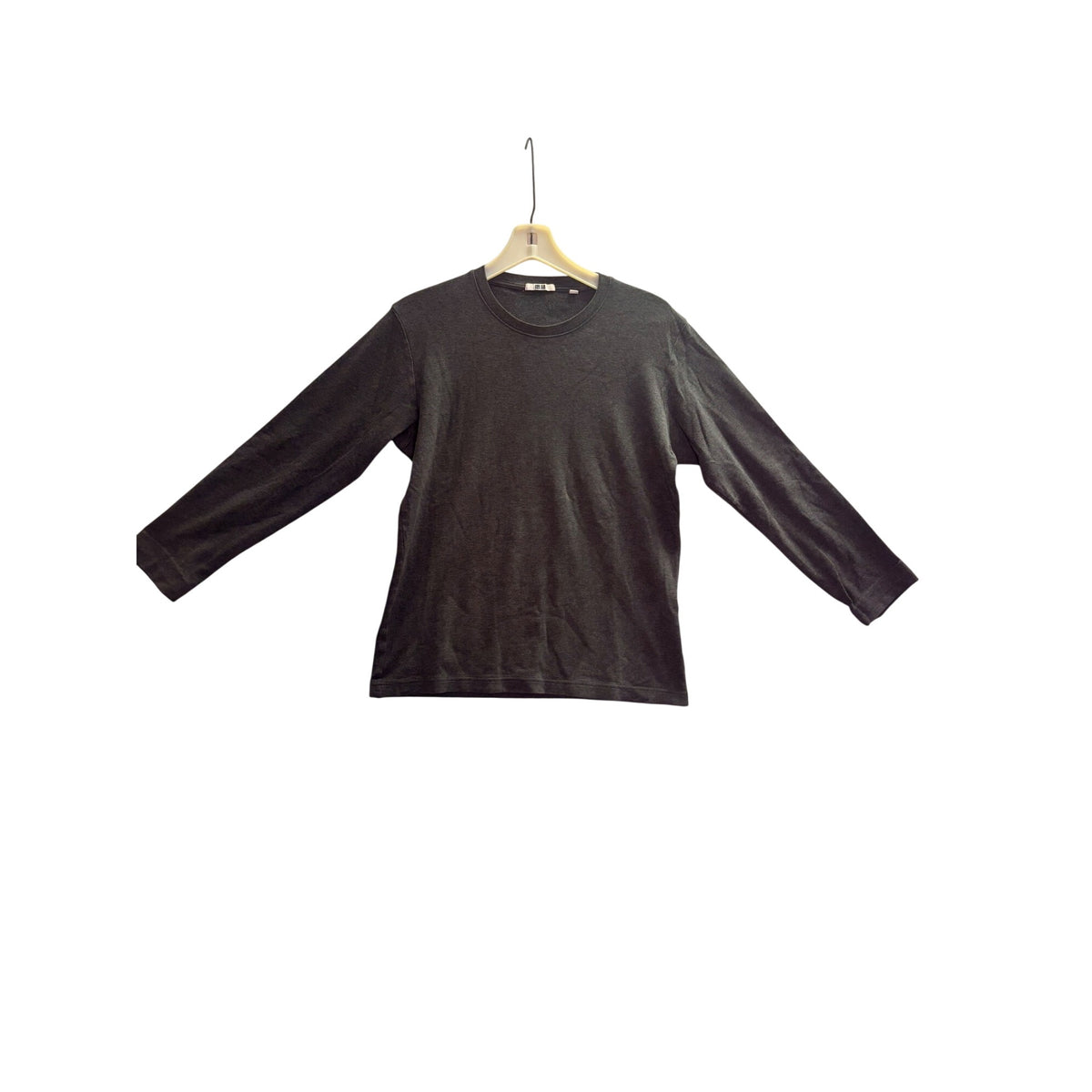 Uniqlo Mens Dark Gray Cotton Long-Sleeve Crewneck Shirt Size L Comfortable Casual Basic