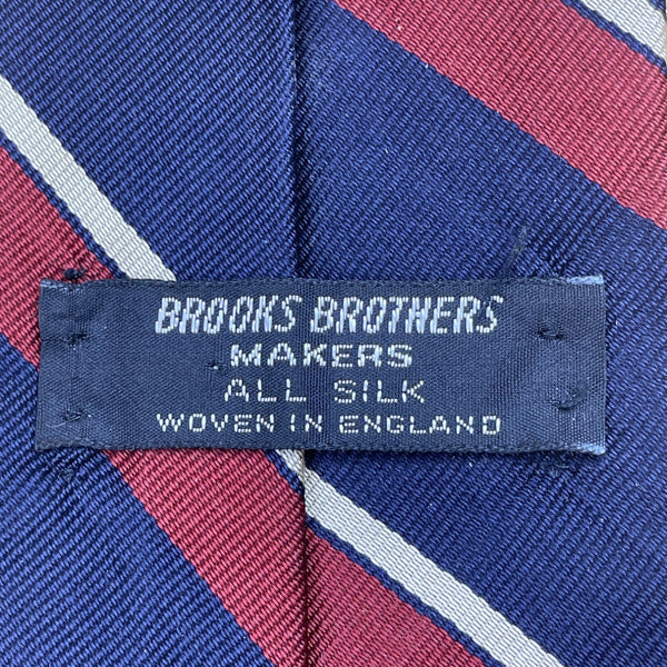 Vintage Brooks Brothers Navy Silk Stripe Tie 100% All Silk Made In England