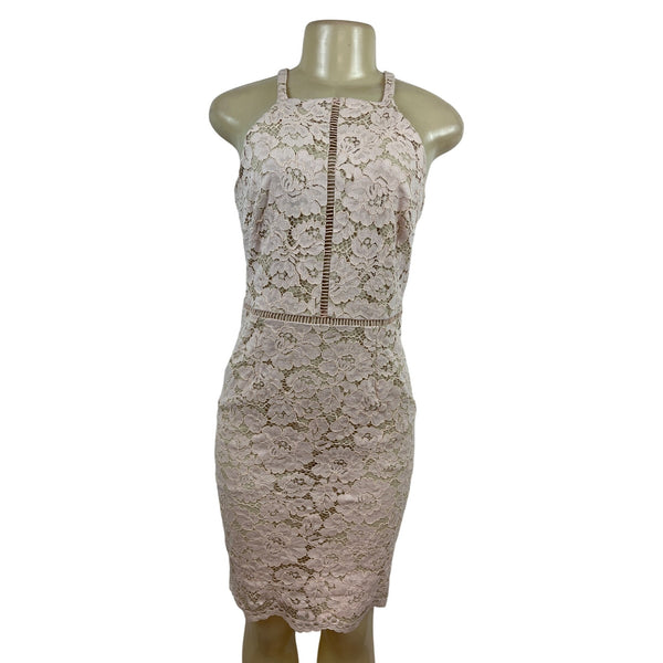 Vince Camuto Sleeveless Lace Halter Sheath Dress With Floral Pattern Size 6