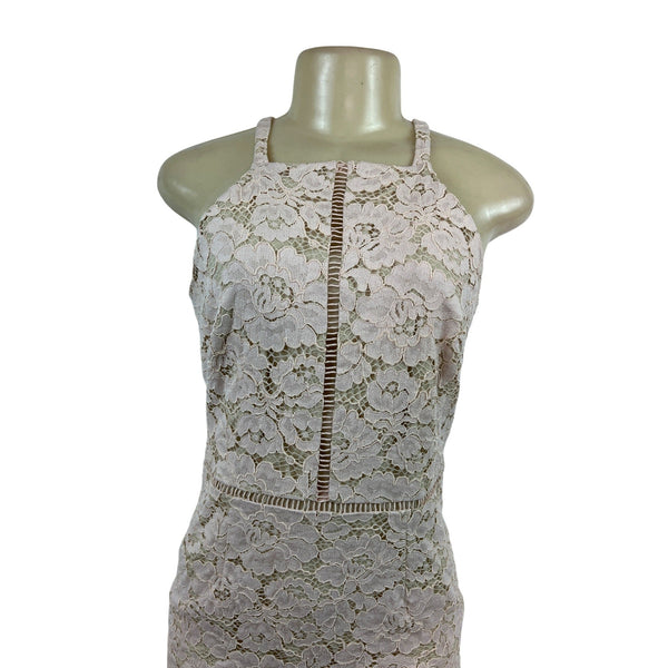 Vince Camuto Sleeveless Lace Halter Sheath Dress With Floral Pattern Size 6