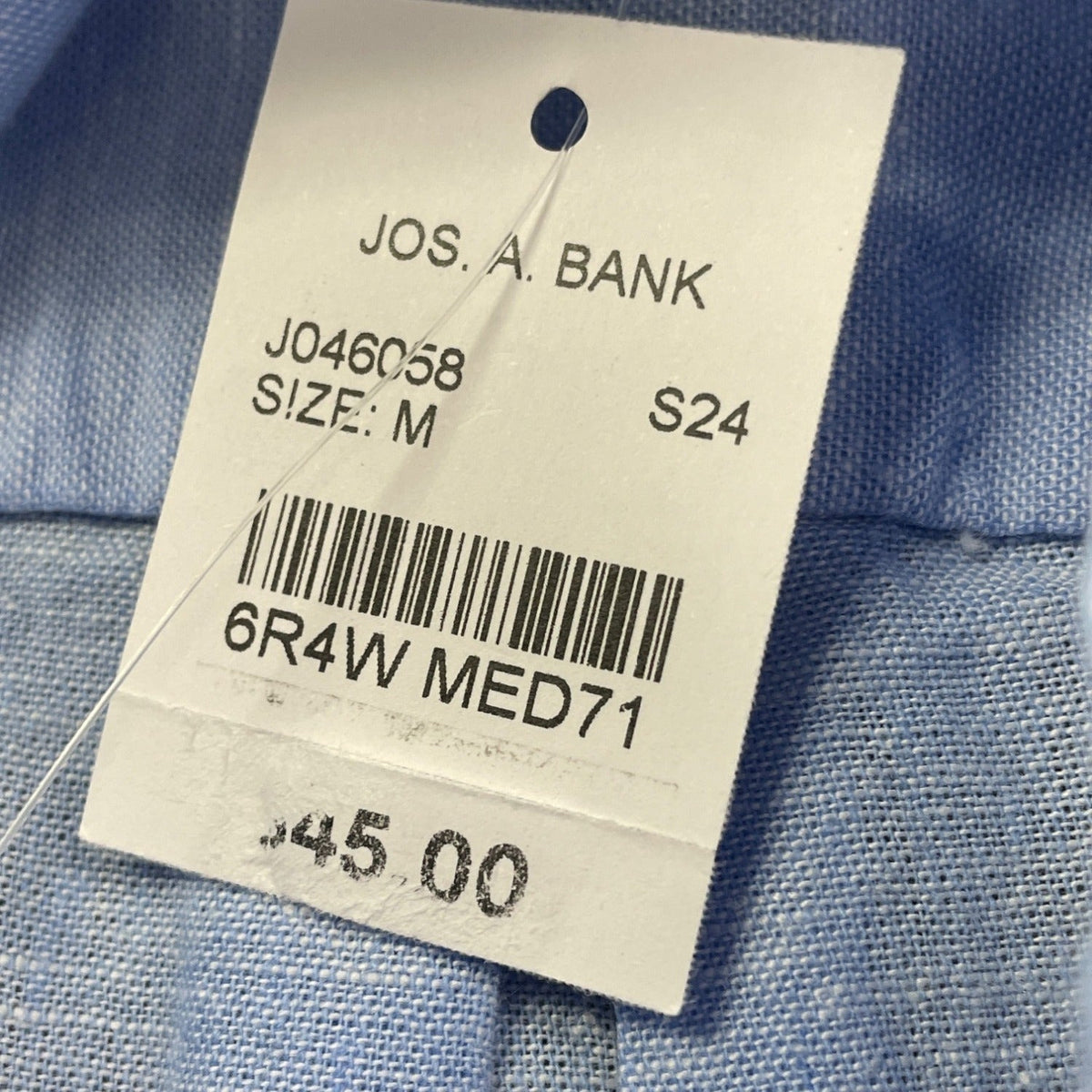 Jos. A. Bank Mens Blue Short-Sleeve Shirt With Tailored Fit Size M - New