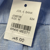 Jos. A. Bank Mens Blue Short-Sleeve Shirt With Tailored Fit Size M - New