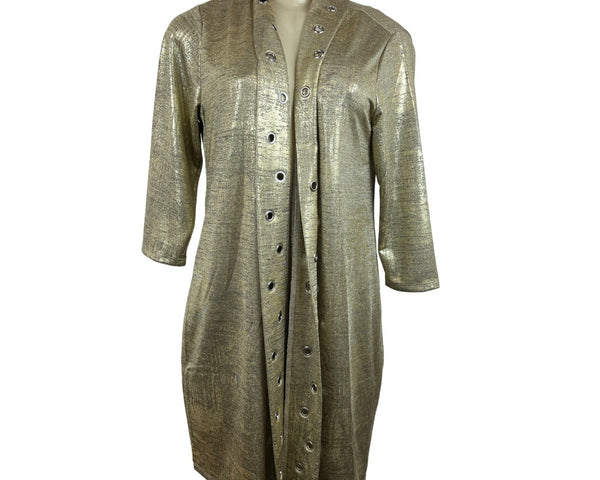 Belldini Women's Metallic Gold Cardigan Long Sleeve Sweater Sz M - NWT