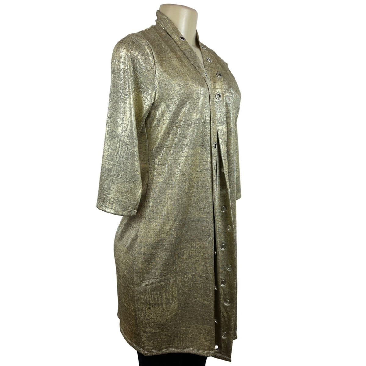 Belldini Women's Metallic Gold Cardigan Long Sleeve Sweater Sz M - NWT