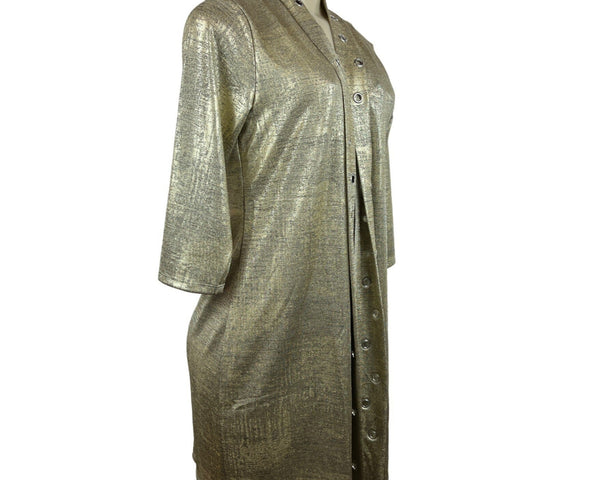 Belldini Women's Metallic Gold Cardigan Long Sleeve Sweater Sz M - NWT