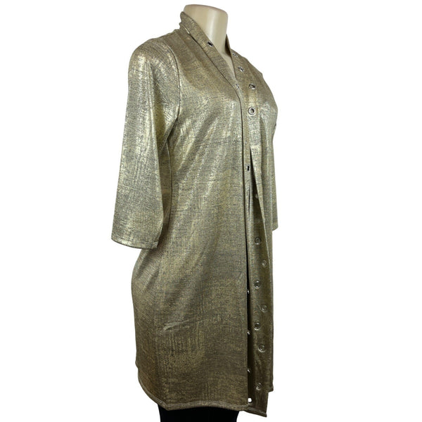 Belldini Women's Metallic Gold Cardigan Long Sleeve Sweater Sz M - NWT