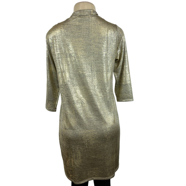 Belldini Women's Metallic Gold Cardigan Long Sleeve Sweater Sz M - NWT