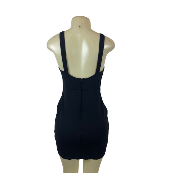 Black Plunge V-Neck Sleeveless Bodycon Mini Dress Lulus Size L